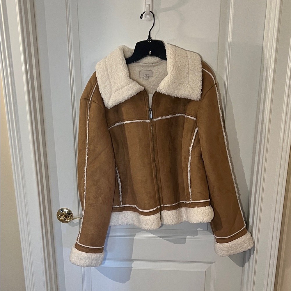 LOFT Tan and Cream Teddy Jacket